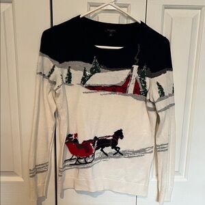 Talbots Black and Red Winter Scene Sweater